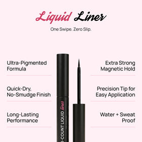 Full Out Glam magnetic lashes secured by liner for secure placement during activity.