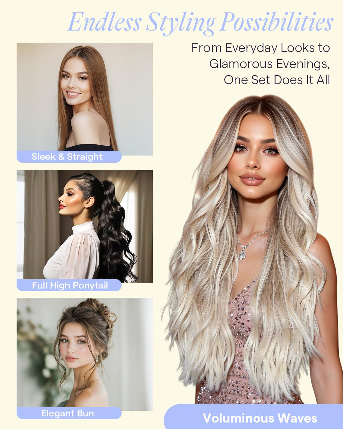 Full Shine length comparison highlights dramatic length possibilities.