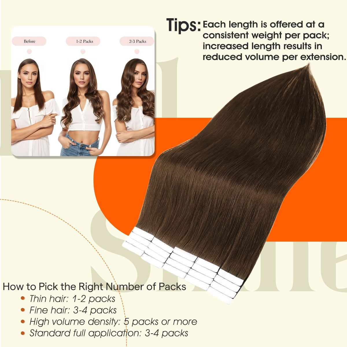 Ultra-thin tapes lie flat for a flawless natural blend.