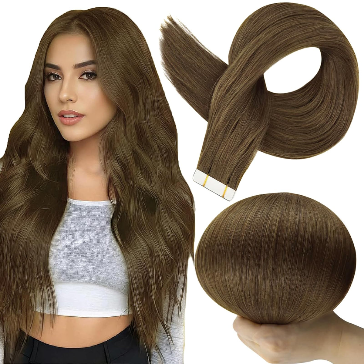 Full Shine tape-in extensions demonstrate quick, seamless application for natural-looking hair transition.