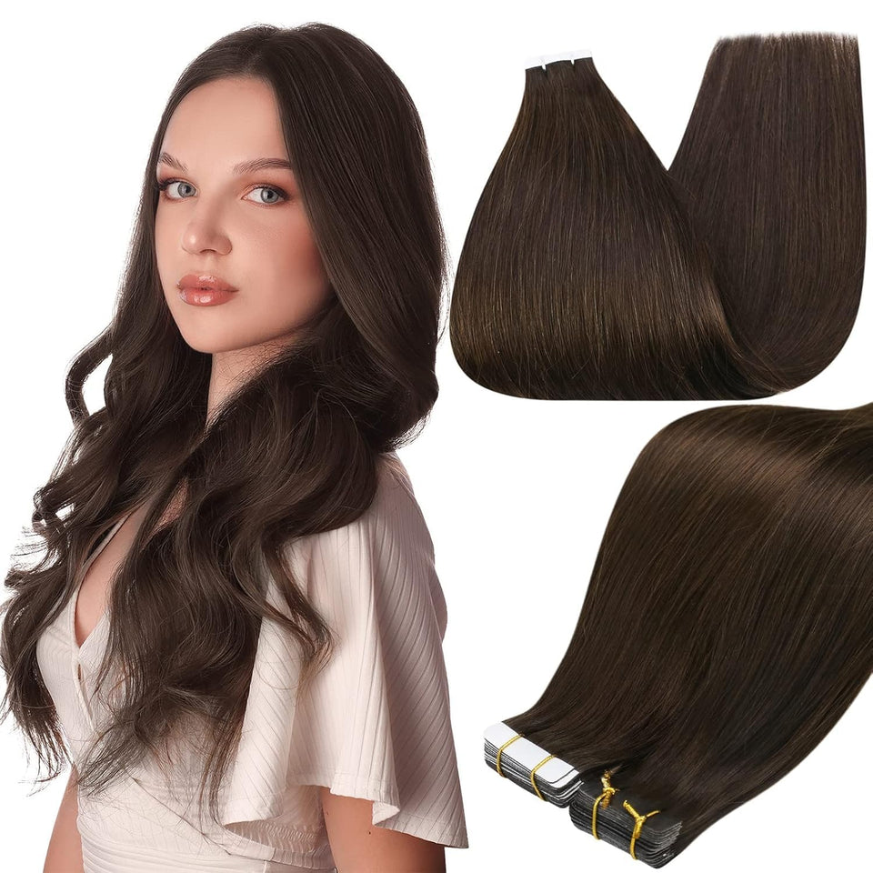 Full Shine tape-in extensions 14 inch with seamless skin weft for natural blend.