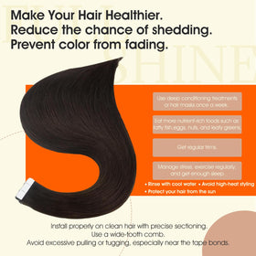 Full Shine tape-in extensions color two dark brown for natural color match.