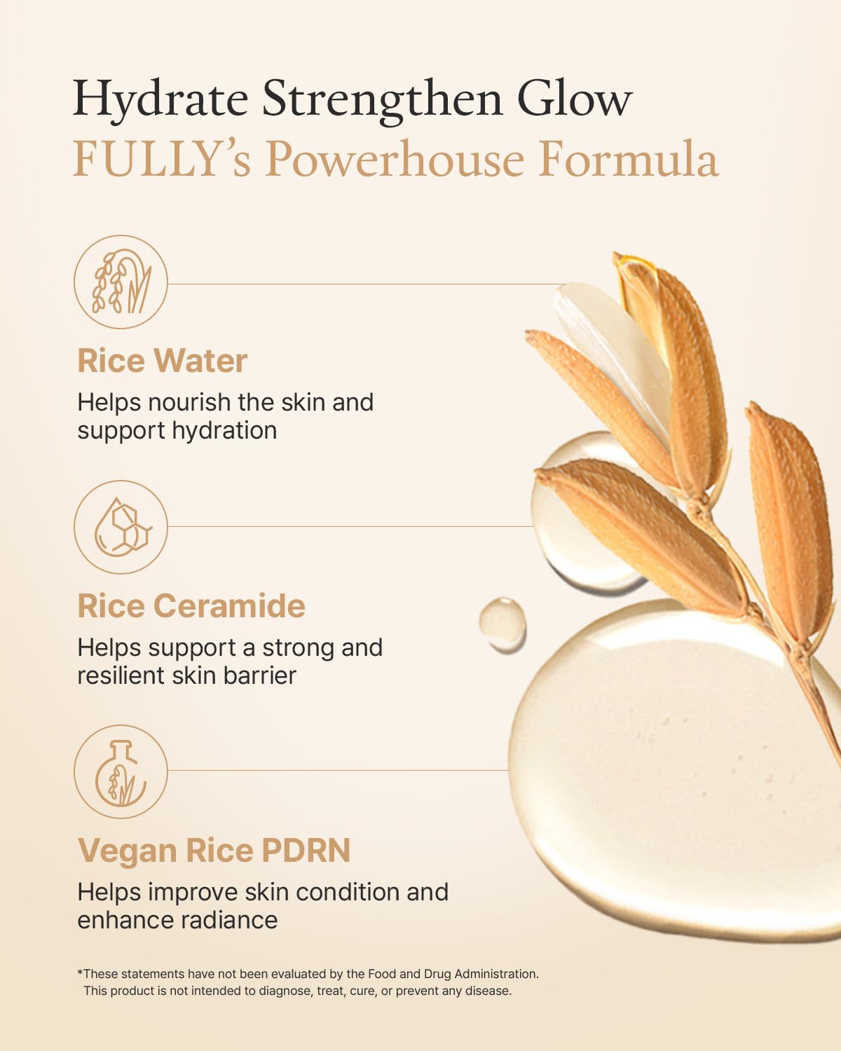 FULLY Rice Water Ceramide Capsule moisture-lock illustrates long-lasting hydration for dry skin.