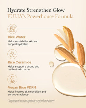 FULLY Rice Water Ceramide Capsule moisture-lock illustrates long-lasting hydration for dry skin.