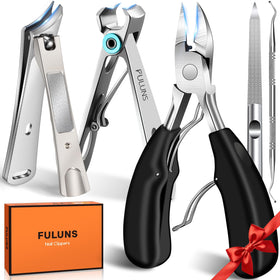 Fuluns 5-in-1 toenail clippers set with podiatrist-style large clipper for thick nails
