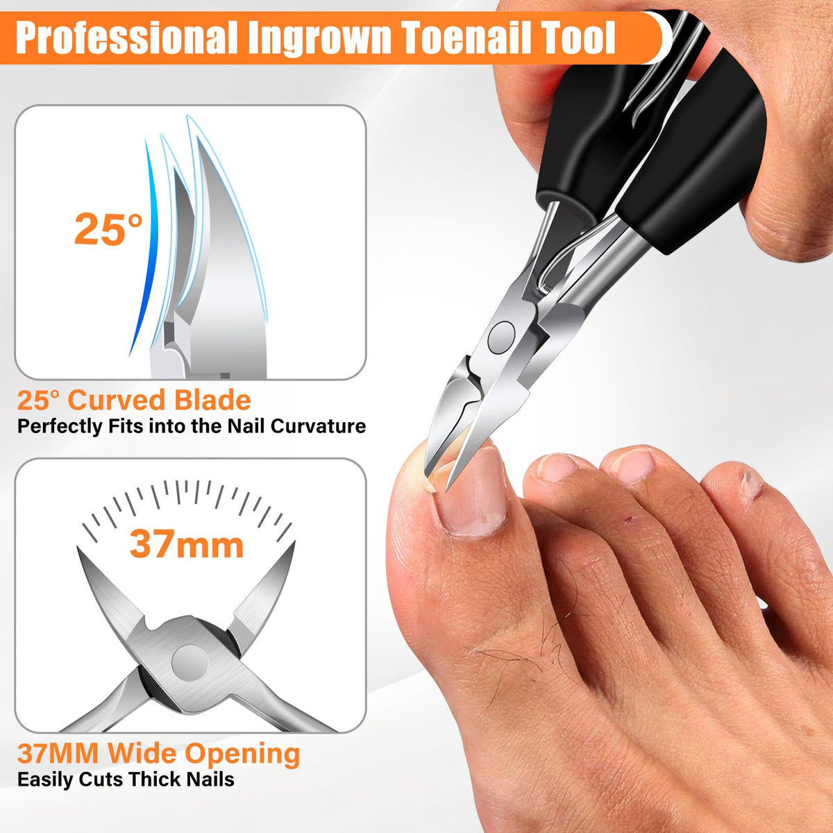Fuluns wide jaw opening clippers with 16mm gap, easy cut for hard nails