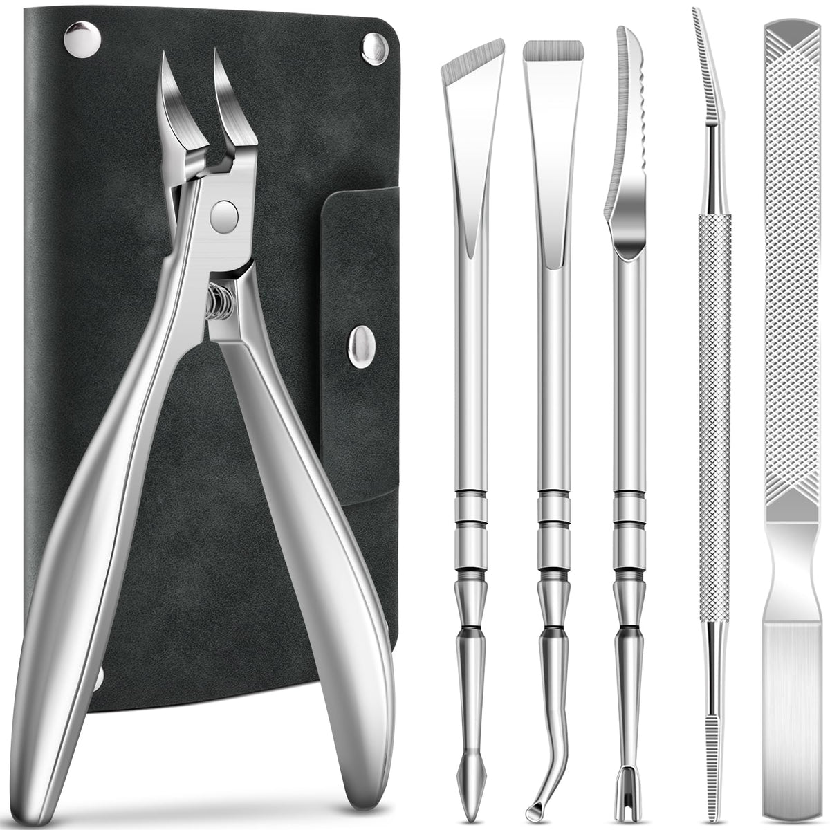 FUMAX 6-piece ingrown toenail kit with leather case for easy at-home care