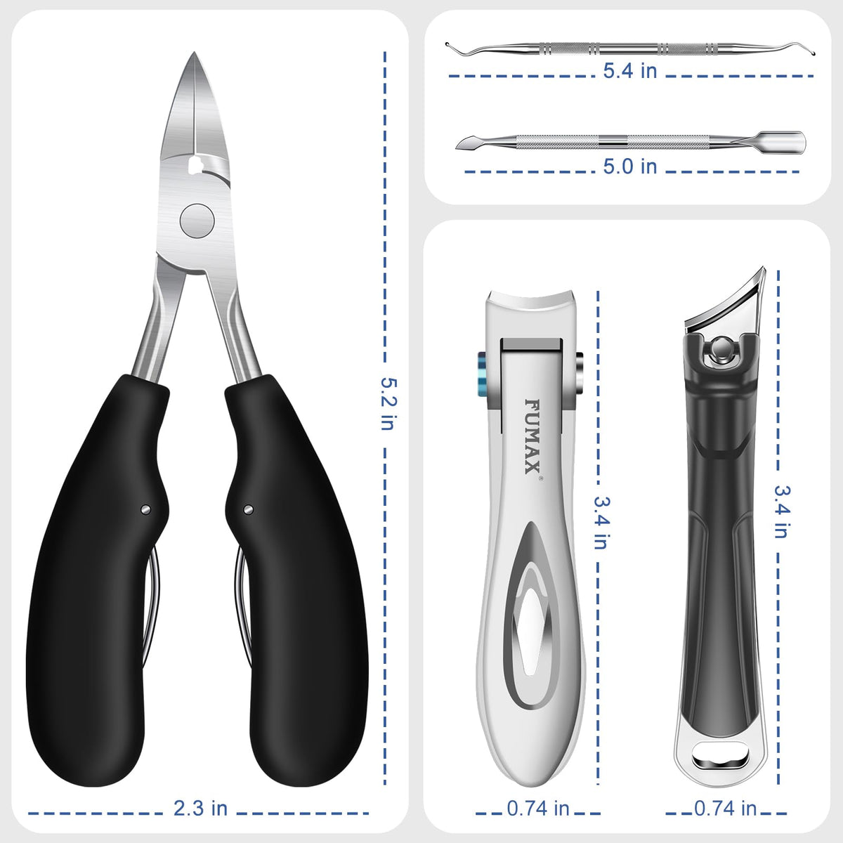 FUMAX heavy-duty stainless steel clippers resist rust for daily use.