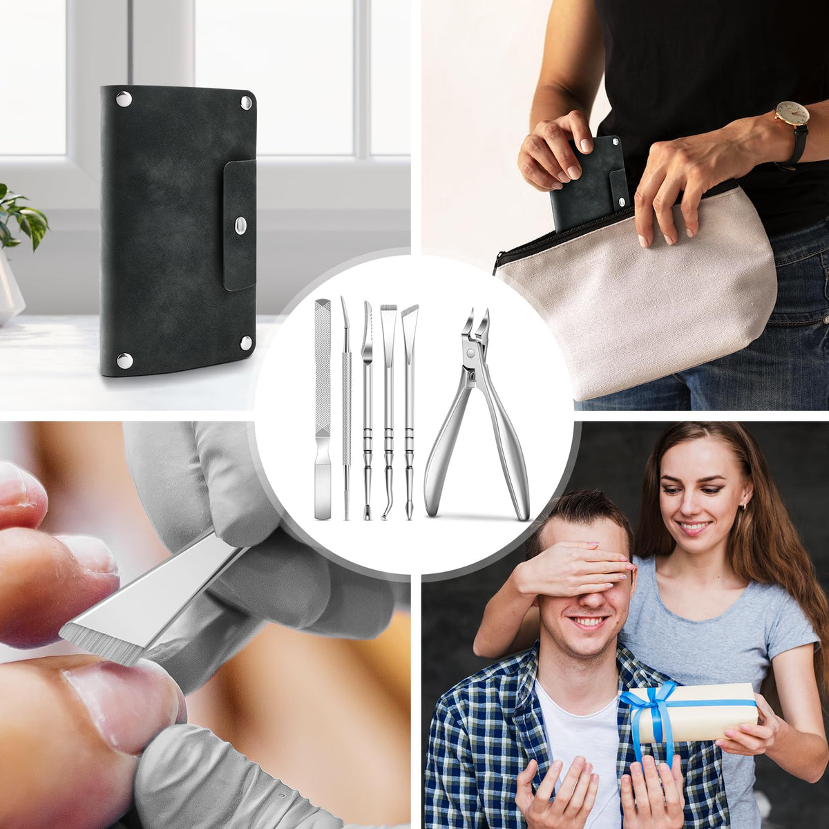 FUMAX portable pedicure set case for travel nail care