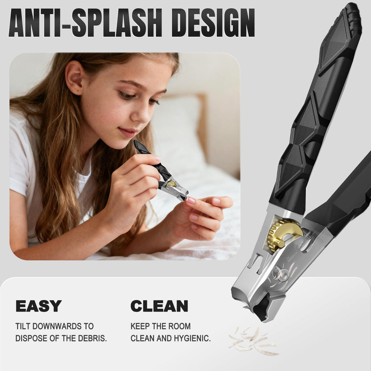 FUMAX slanted ingrown toenail clippers targeting deep edges for precision.