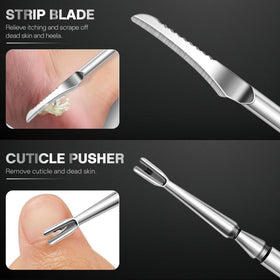 FUMAX strip cutting blade and cuticle pusher for nail care