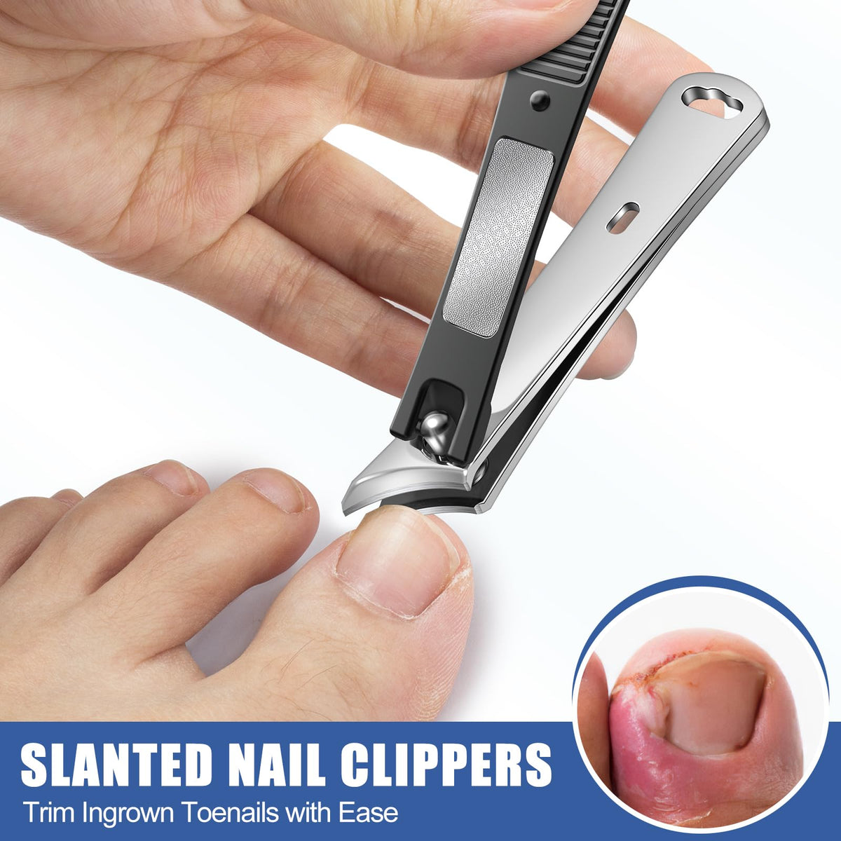 FUMAX upgraded slanted nail clippers for accurate trims.
