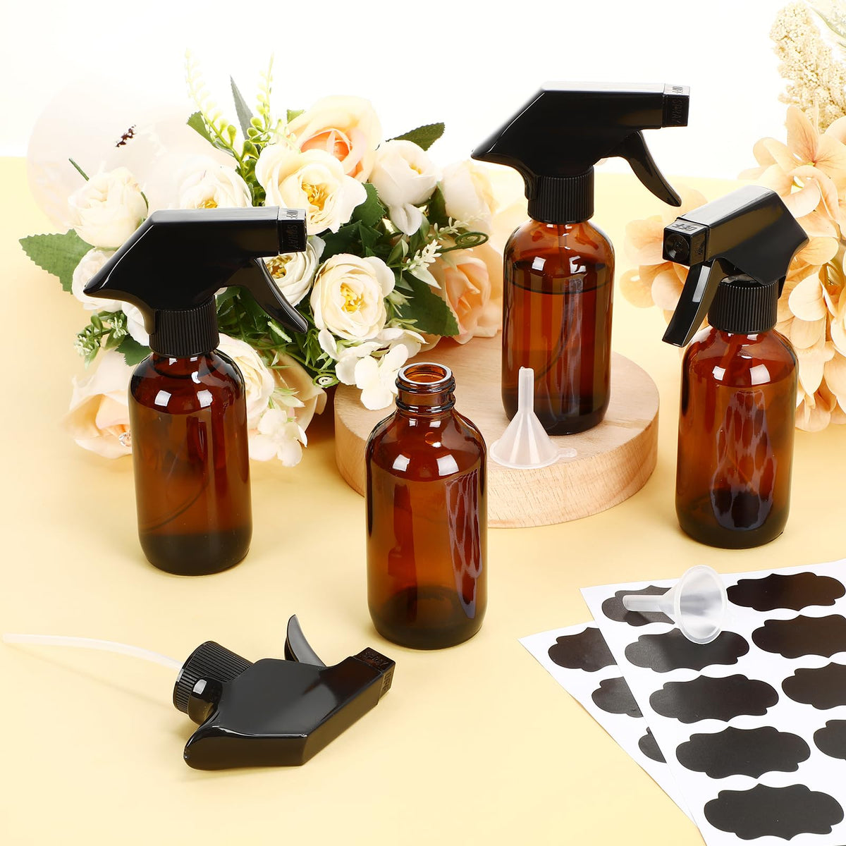 Fumete amber spray bottle in kitchen and beauty routines