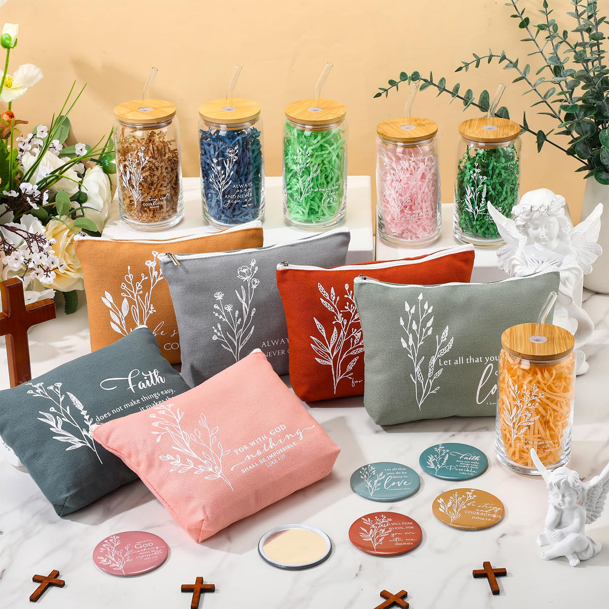 Fumete mini pocket mirror with inspirational quotes for purse reminders