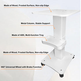 FUMOLEER esthetician cart's aluminum frame supports durable salon use.