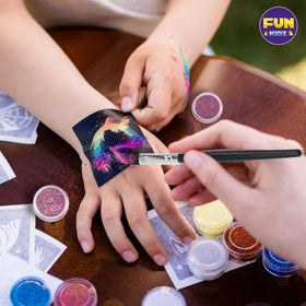FunKidz stencils guide kids through playful patterns for quick, mess-free artwork.