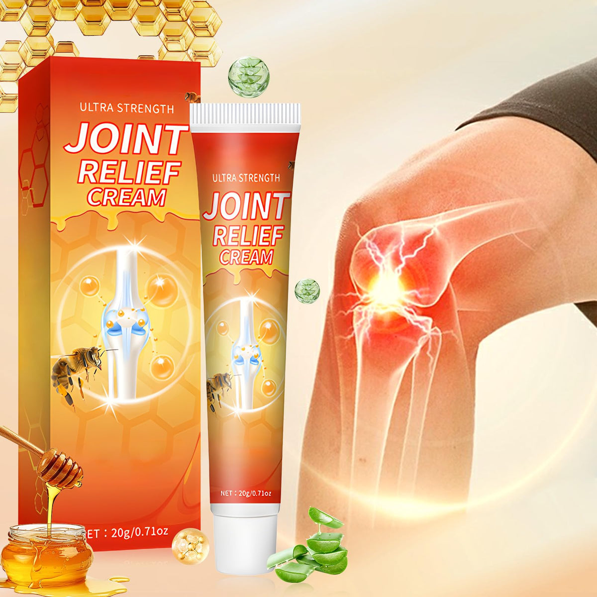 FunApricity joint relief cream back absorbs quickly for discreet use under clothing.