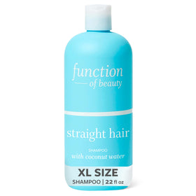 Function of Beauty Straight Shampoo bottle front shows hydration promise for straight hair.