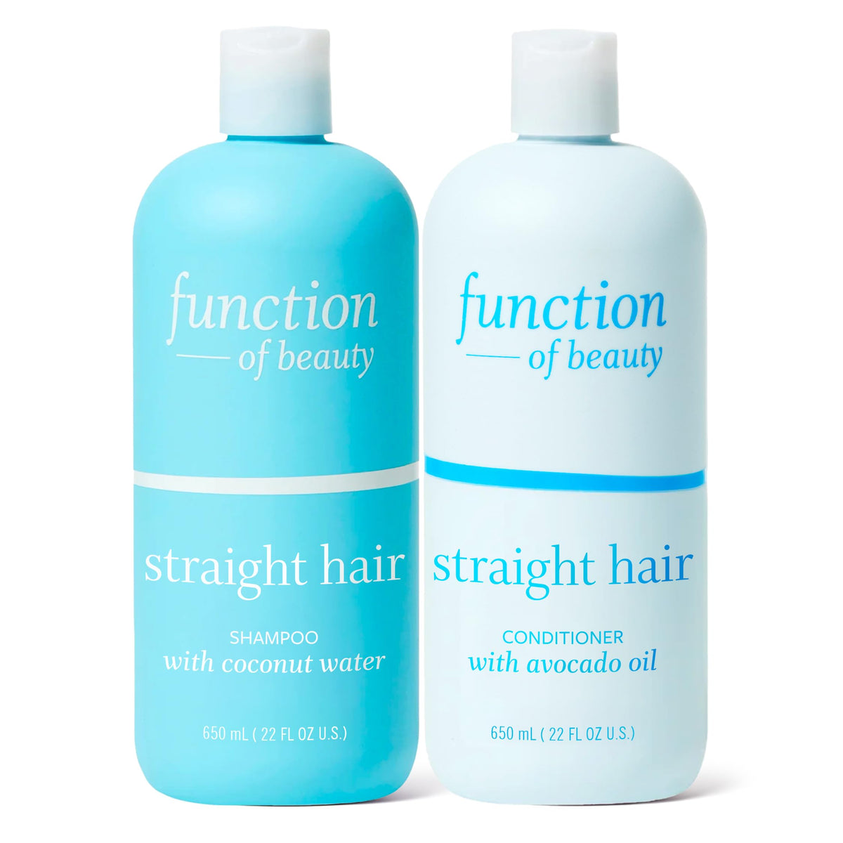 Function of Beauty straight shampoo bottle highlights lightweight hydration for oily hair.
