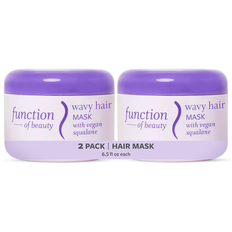 Function of Beauty Wavy Hair Mask bottle close-up showcases nourishing hydration for soft waves