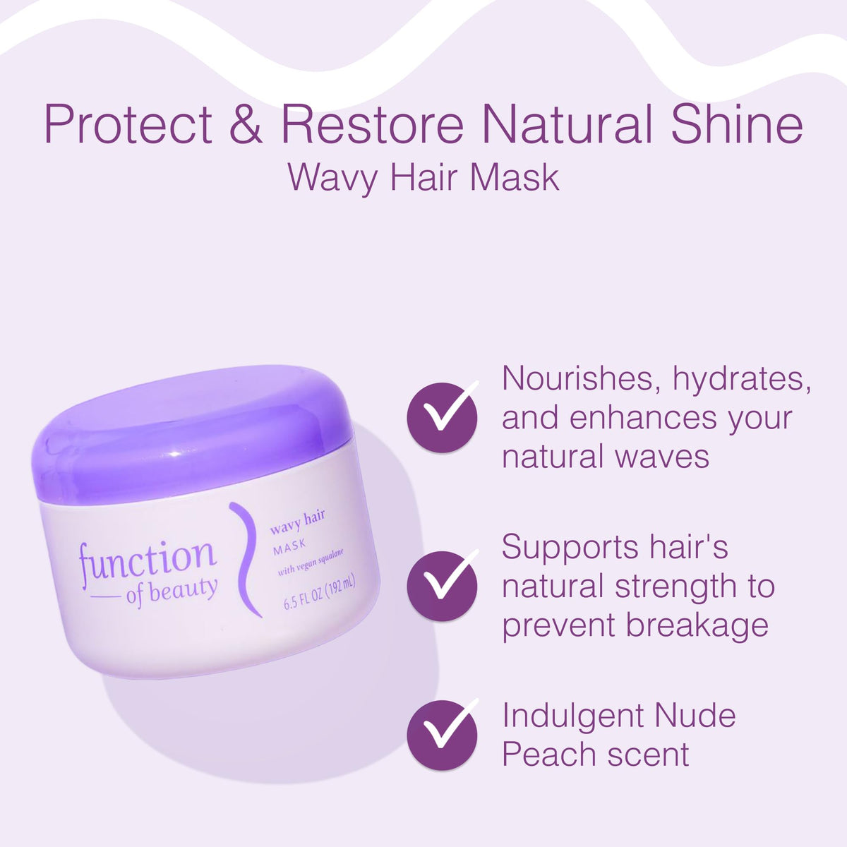 Function of Beauty Wavy Hair Mask scoop application highlights quick, 3–5 minute conditioning