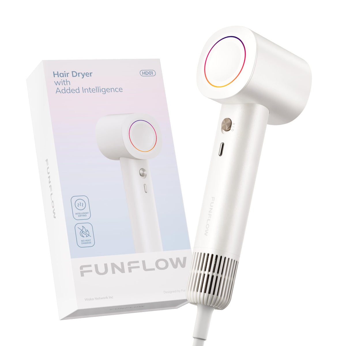 Funflow Kids Hair Dryer Mini front view for quick, gentle drying