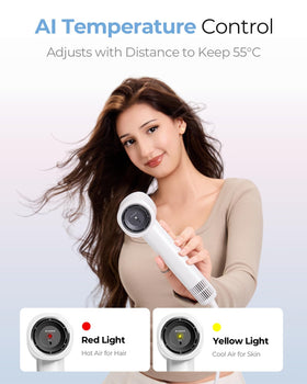 Funflow Kids Hair Dryer Mini held in hand, easy for kids to grip