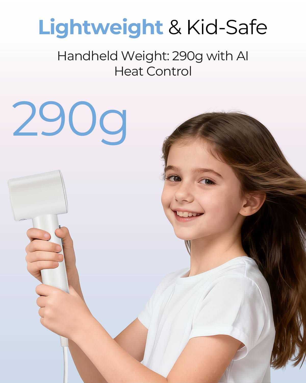 Funflow Kids Hair Dryer Mini side view showing compact design for travel