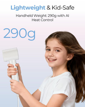 Funflow Kids Hair Dryer Mini side view showing compact design for travel