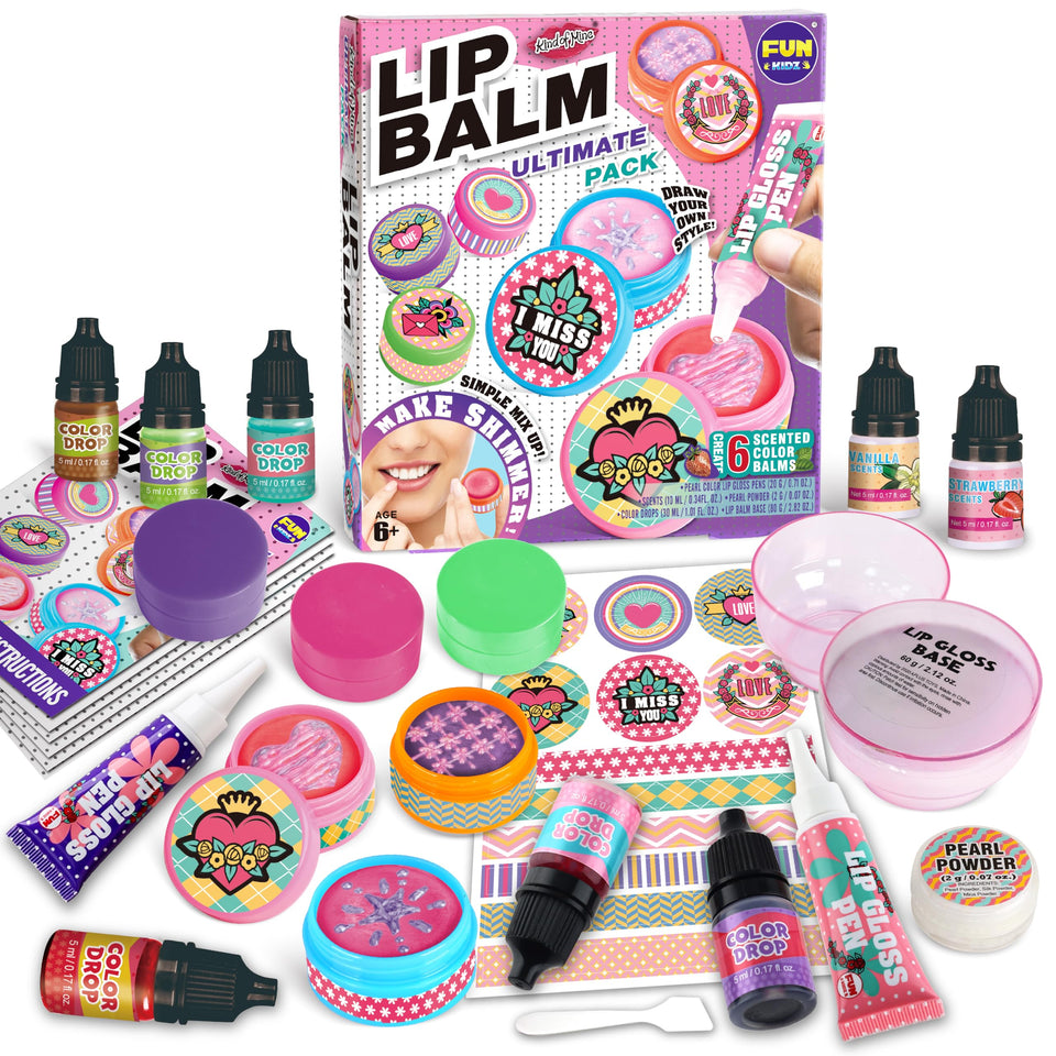 FunKidz all-natural lip balm kit cover showing colorful balms for inspiration