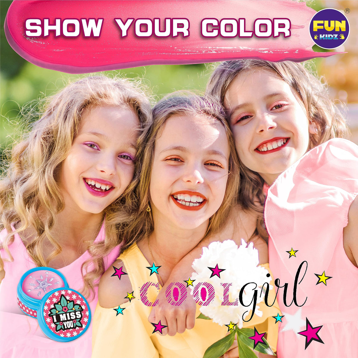 Kids blending and mixing with FunKidz to create custom balms