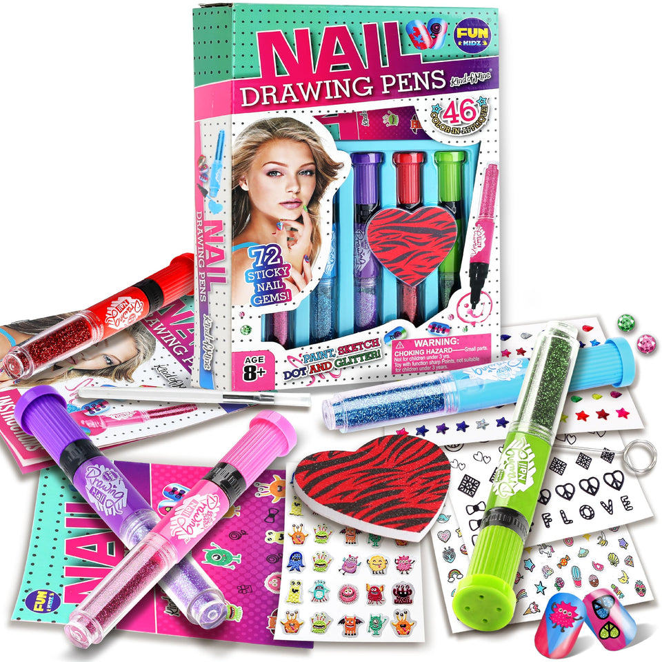 FUN KIDZ Craft Nail Pens Kit packaging showing the all-in-one art set