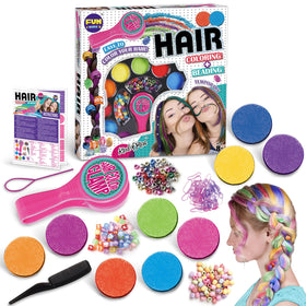 FUN KIDZ hair braiding kit contents for at-home styling and creativity.