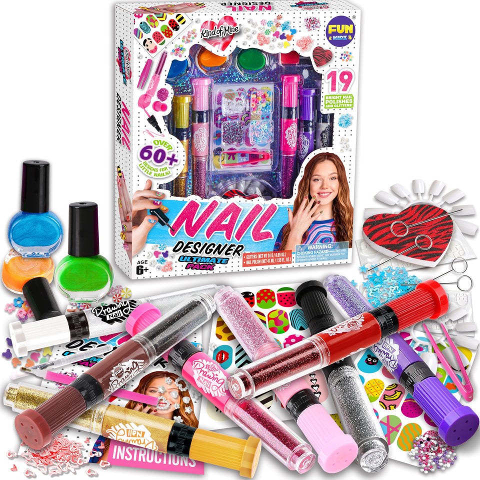 FUN KIDZ Nail Polish Pens Kit main set shows colorful tools for creative nail art.