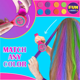 FUN KIDZ rainbow hair chalk palette with mixable shades for playful styles.