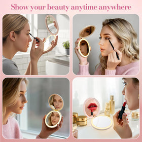 Funny Santa Infinity Travel mirror opened to reveal foldable compact design