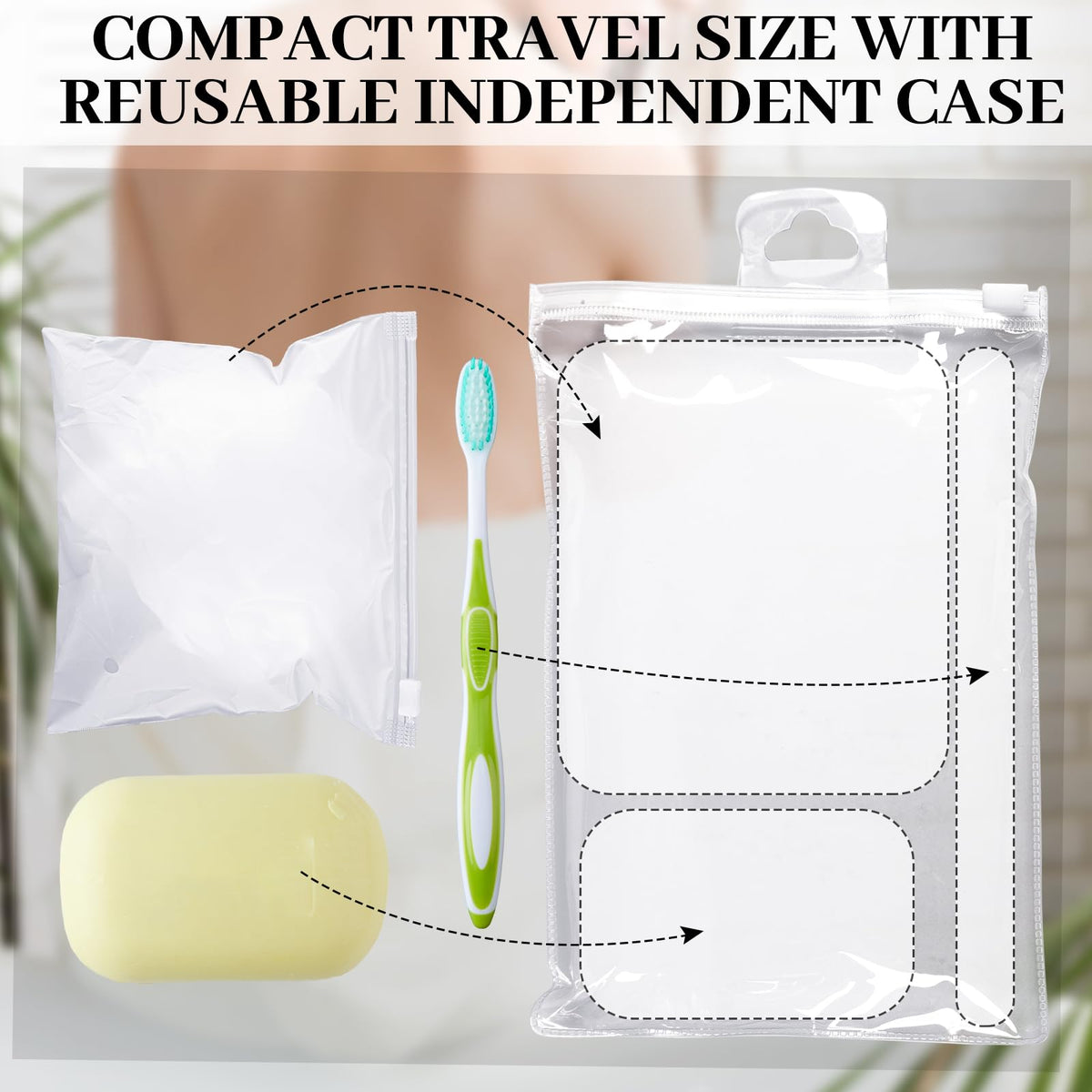Funnymoom compact 4x4 inch loofah fits neatly in a travel bag.
