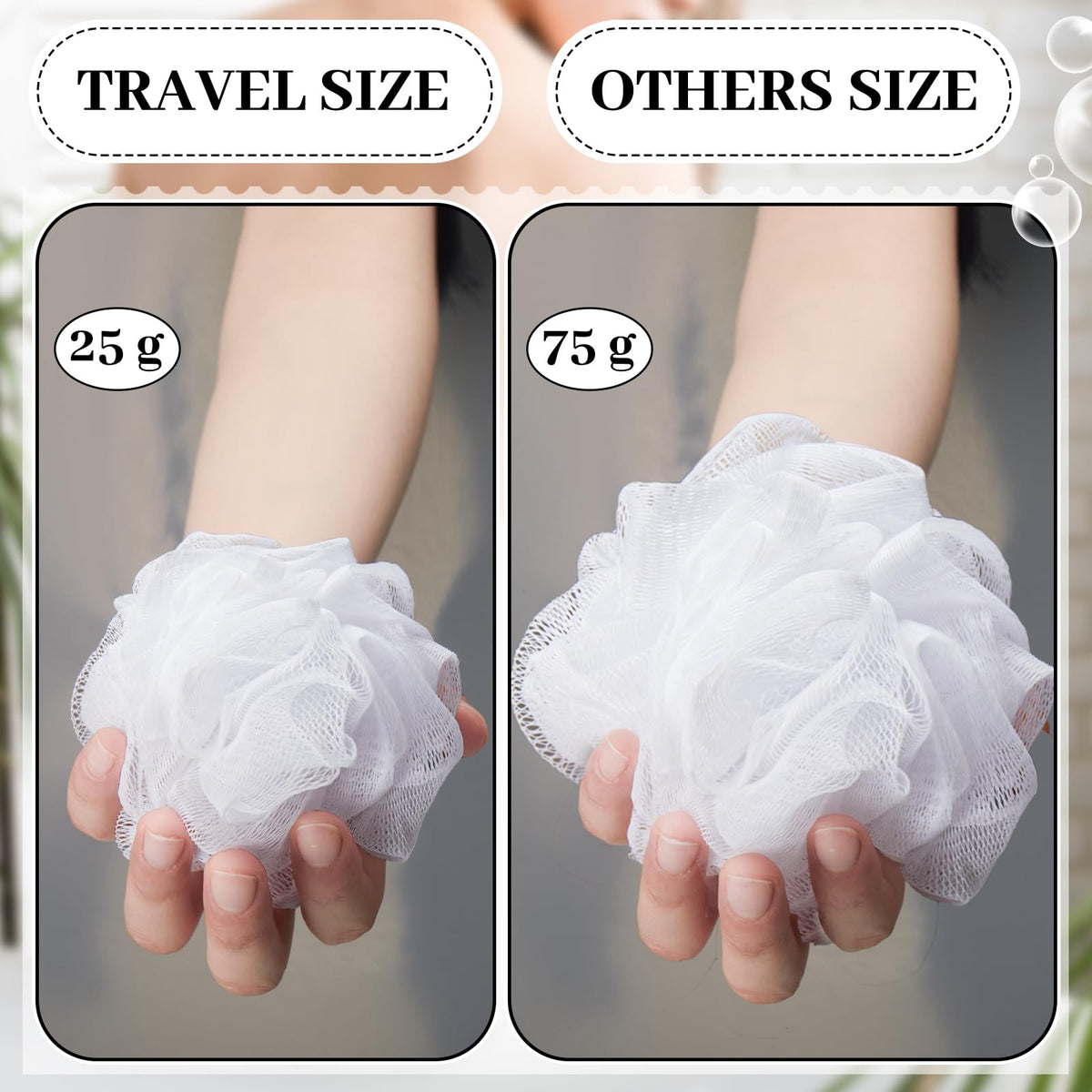 Funnymoom Individually wrapped loofah stays hygienic and ready to pack.