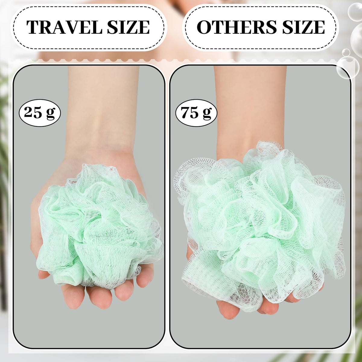 Funnymoom pastel shower loofah demonstrates soft texture and subtle color for bathing.
