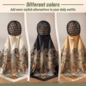Funnysoft 35x35 inch headscarf offers roomy coverage during styling or sleep
