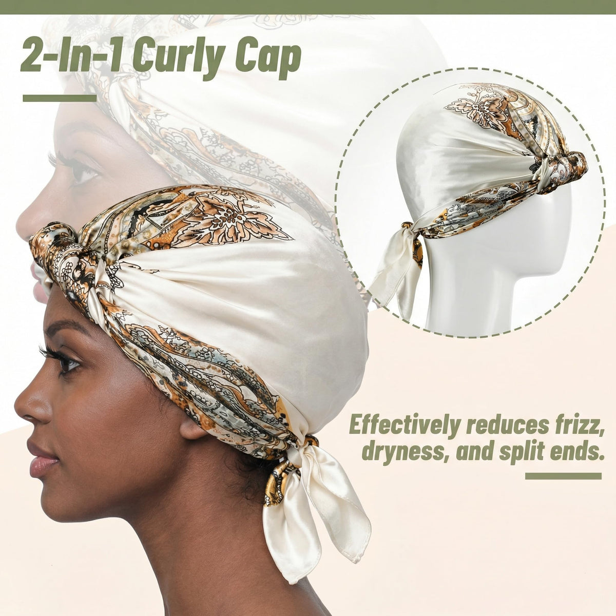 Funnysoft bright satin headband accents the wrap for chic, comfortable looks
