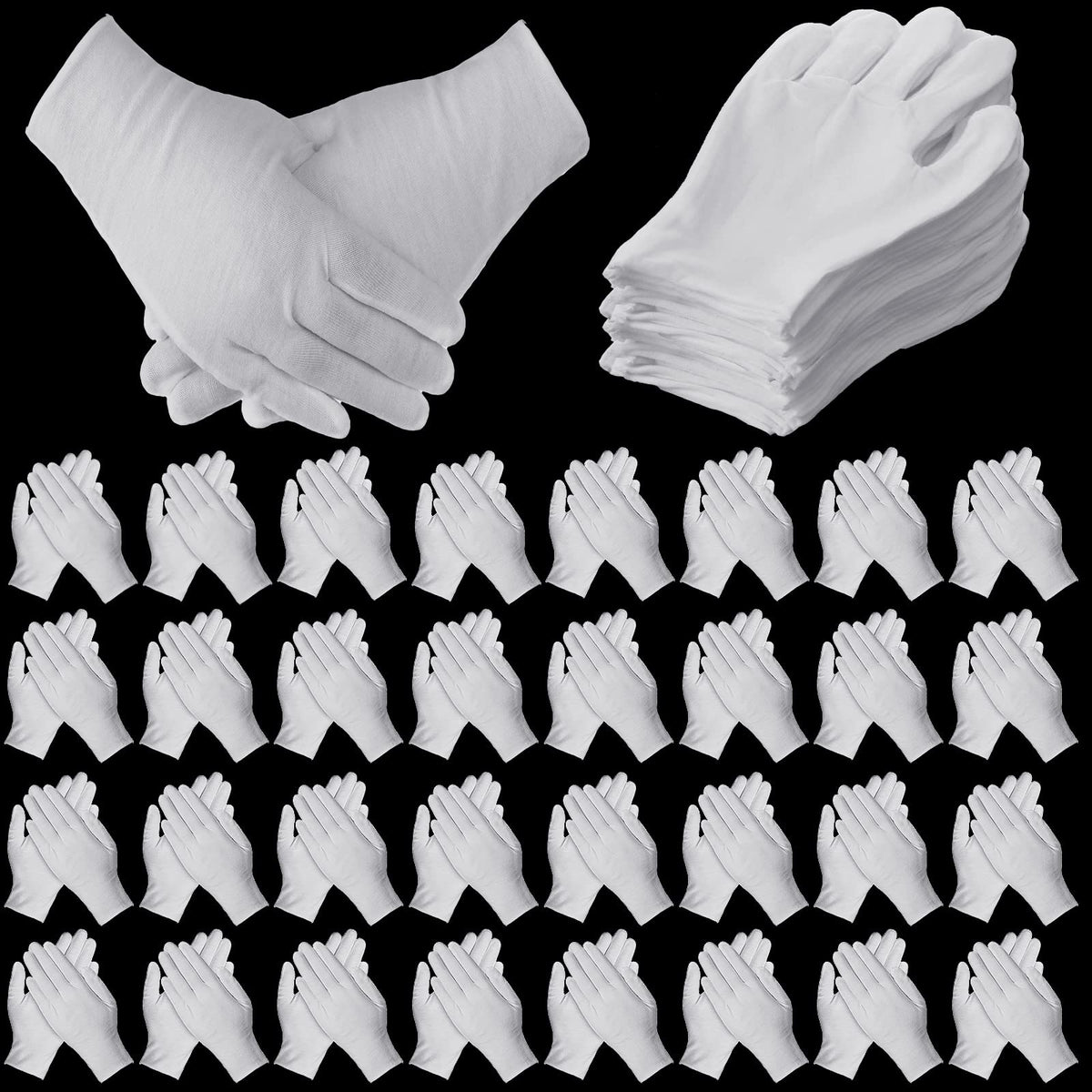 Funtery 240 piece cotton gloves pack for everyday use and replacement.
