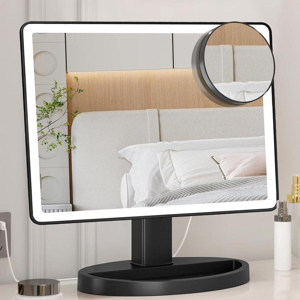 Funtoouch large lighted makeup mirror with 88 LEDs for even illumination.