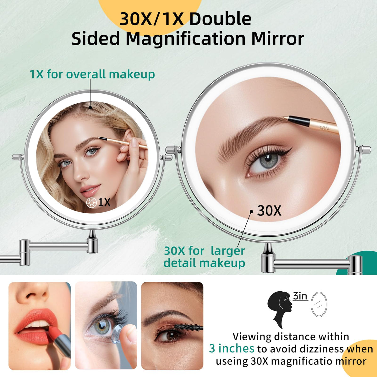 FUNTOUCH 1X/30X magnification detail view for precise eye makeup