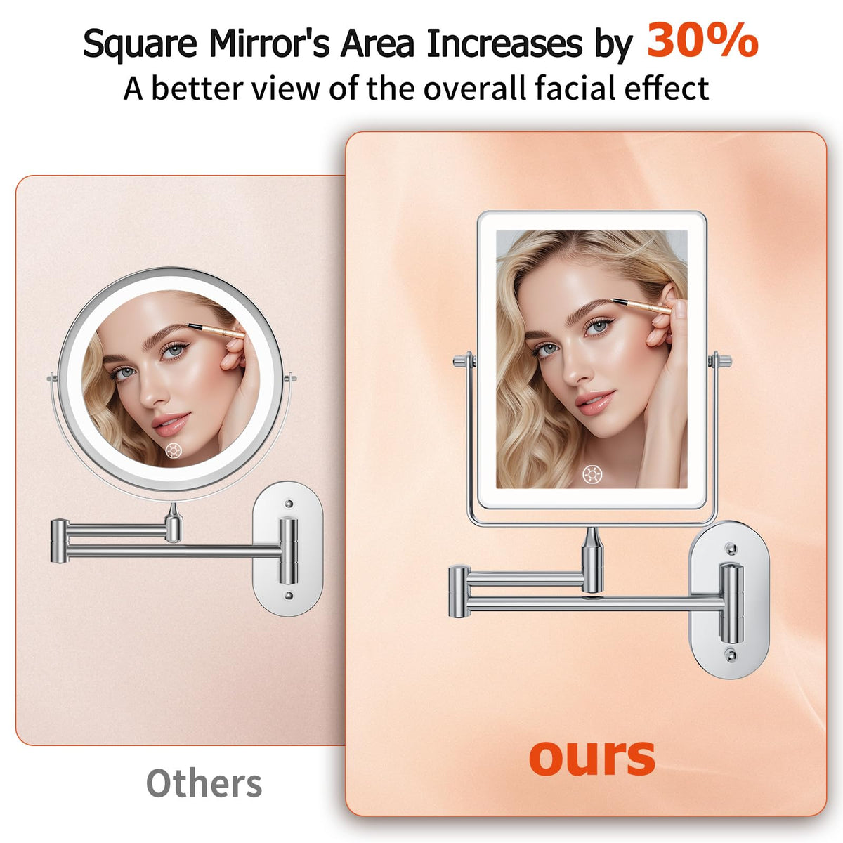 FUNTOUCH 5000mAh rechargeable mirror for bathroom convenience and cordless use.