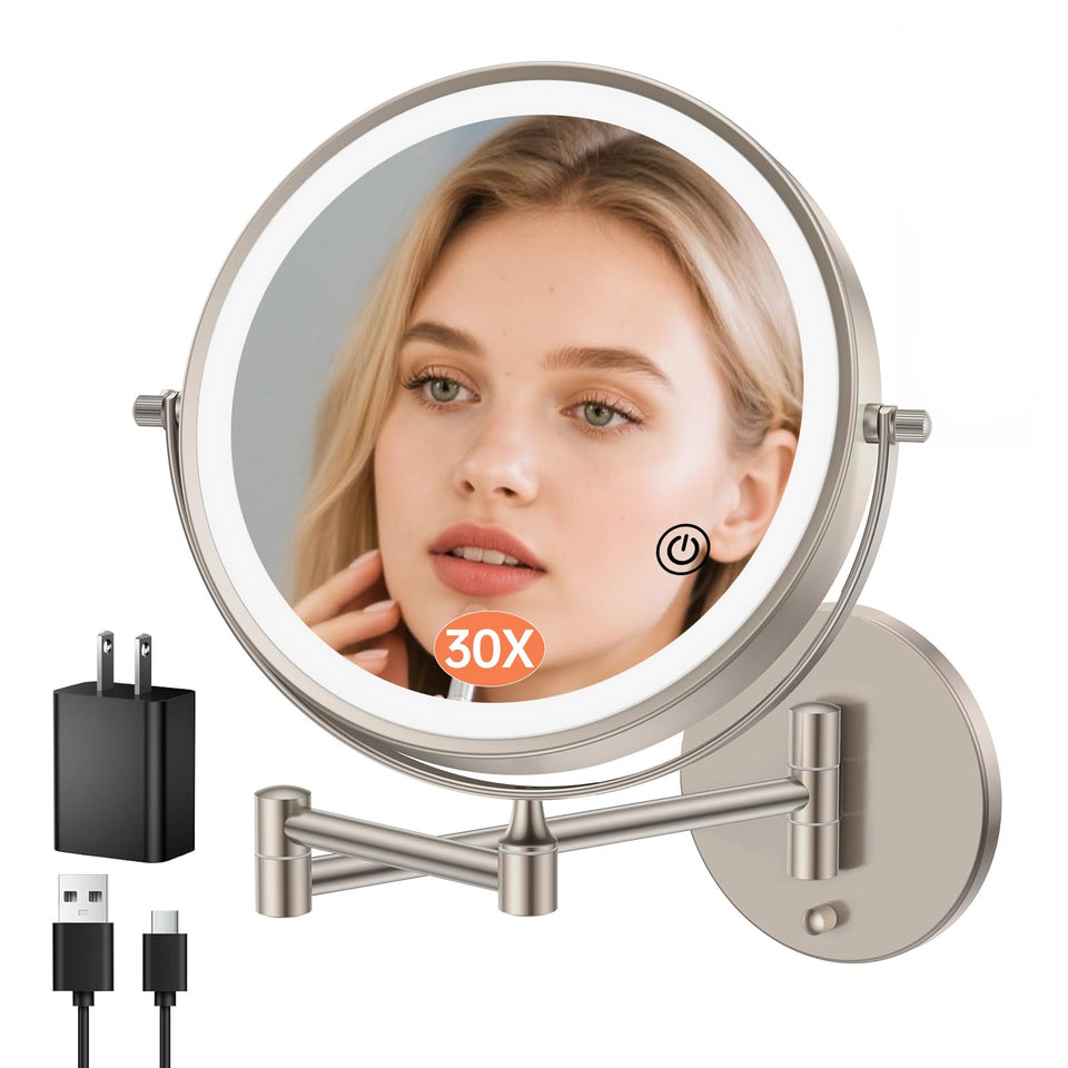 FUNTOUCH 5000mAh wall-mount mirror, front view for daily makeup routines