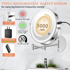 FUNTouch 9-inch round makeup mirror with adjustable color temperature
