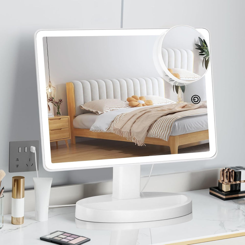 FUNTOUCH large lighted vanity mirror with 88 LEDs for even lighting and accurate color