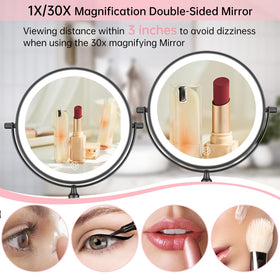 FUNTOUCH three-color lighting lets you preview makeup under white, warm, or cool tones.