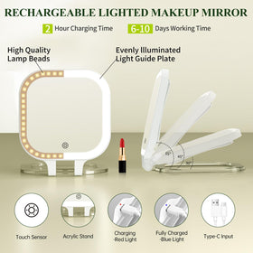FUNTOUCH mirror with LED three-color lighting for versatile visibility.